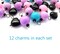 Pastel Bead Charms with Black Heart Dangles, 12 pieces, Creepy Cute Jewelry Supplies, Adorabilities